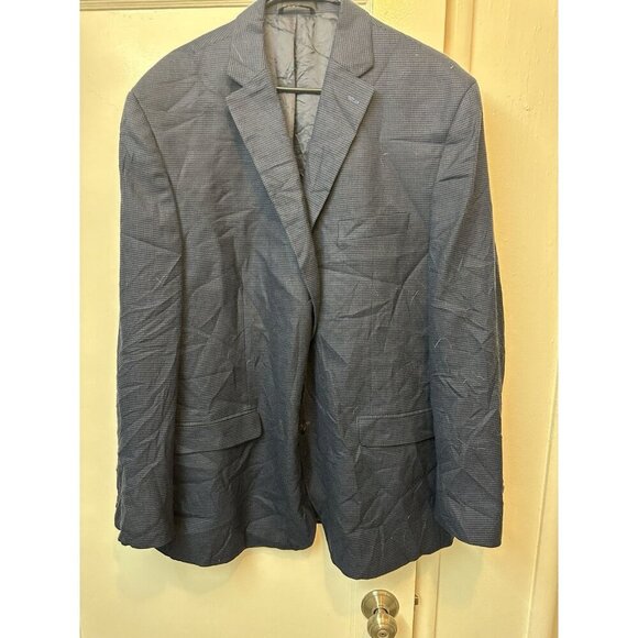 Ralph Lauren Men’s Blazer 50L Navy Houndstooth 2 Button Viscose Blend Lined Big - Picture 1 of 7